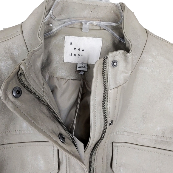 NWT A New Day Womens Faux Leather Anorak Jacket - Picture 5 of 9